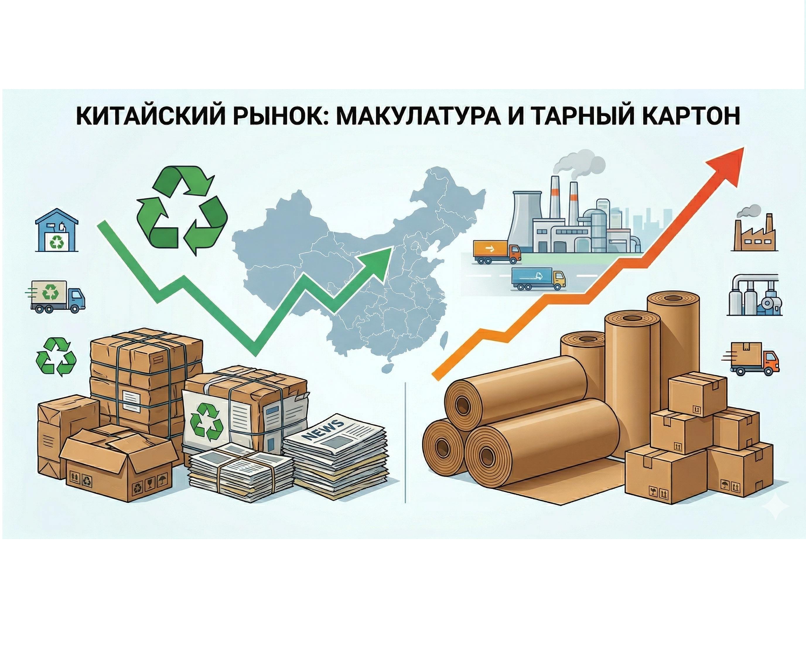 Цены на макулатуру в Китае в марте колебались, а на тарный картон равномерно росли