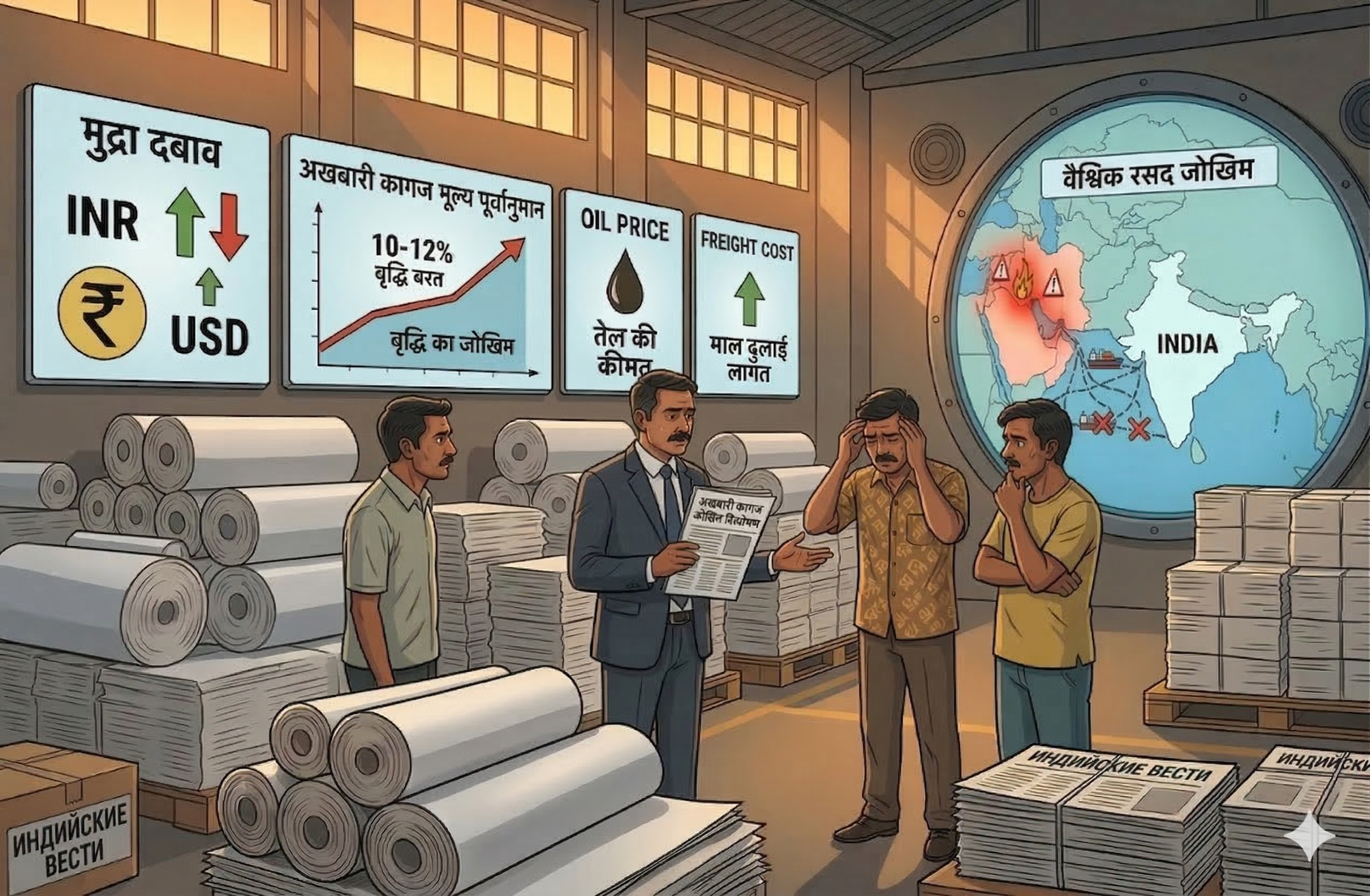 Затяжная война на Ближнем Востоке может привести к росту цен на газетную бумагу в Индии на 10–12%